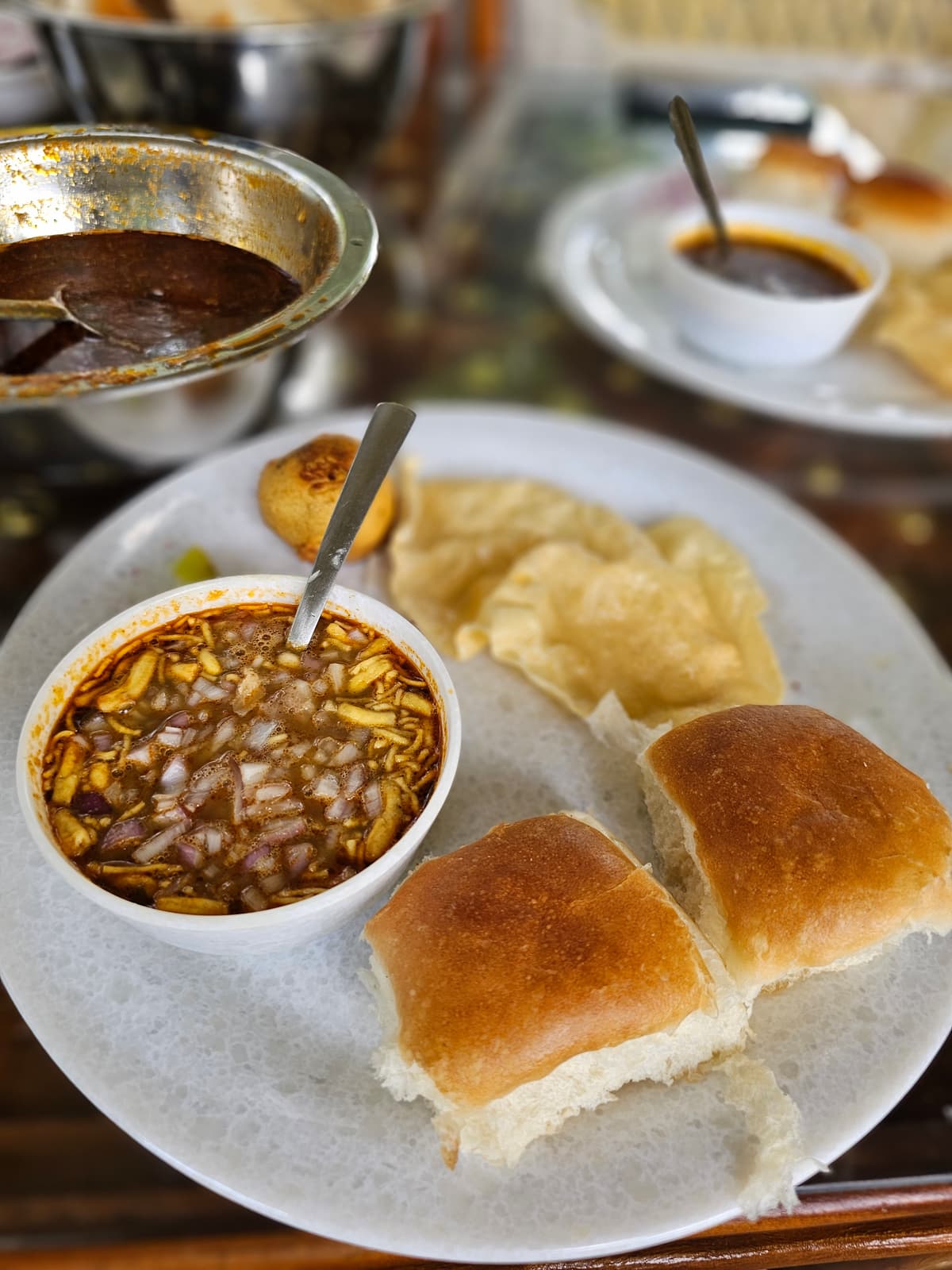 Traditional pure vegetarian misal served at SwapnaKiran resort Nashik